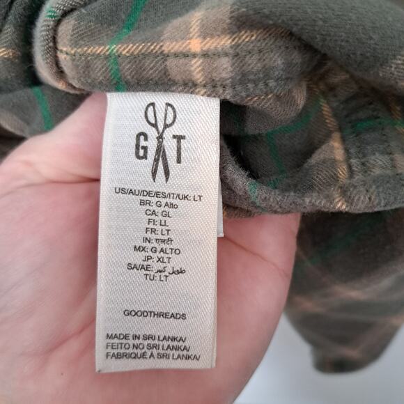 GOODTHREADS Green Plaid Button Down Long Sleeve Men's Large Tall - Picture 4 of 6